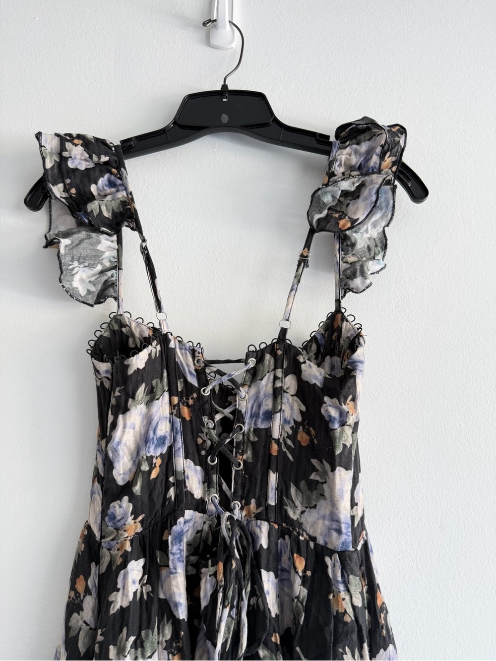 ASTR the Label Wedelia Black Blue Floral Bustier Midi Dress Small 8207 - Picture 8 of 14